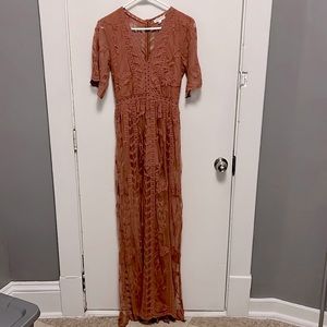 Socialite sheer lace romper maxi